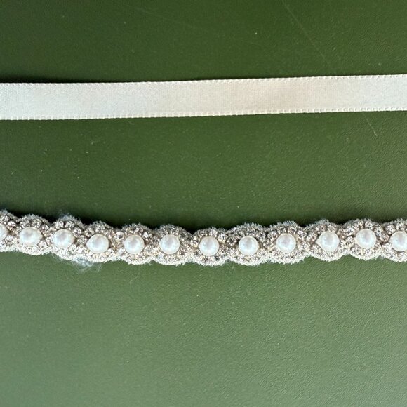 BHLDN x Blossom - Crystal & Pearl Bridal Ribbon Belt - One Size